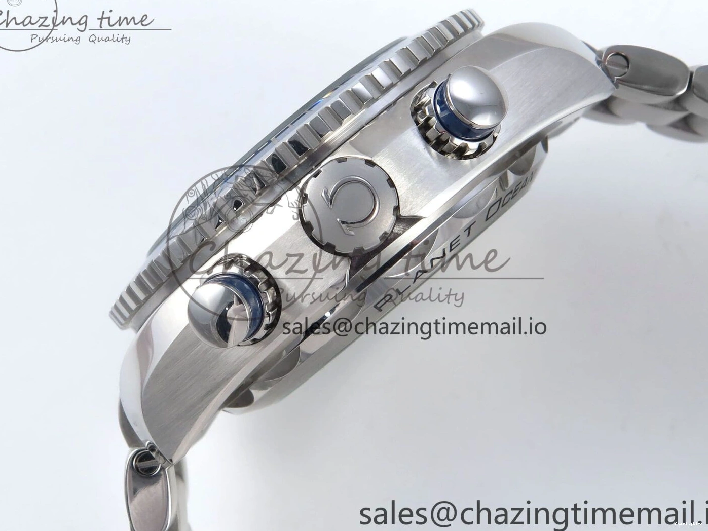 0319 Planet Ocean Master Chronometer 600M 45.5mm SS SCF 1:1 Best Edition Blue Bezel Blue Dial on SS Bracelet A9900 Super Clone Lightweight 7676